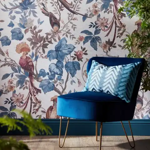 Cel mai bun preț Tapet, Bird Sonnet, Chambray Blue Luxury Paperweave, (fibre naturale), 1838 Wallcoverings, 5.1mp / rola