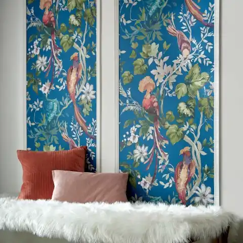 Preț mic Tapet, Bird Sonnet, Royal Blue Luxury Bird, 1838 Wallcoverings, 7mp / rola