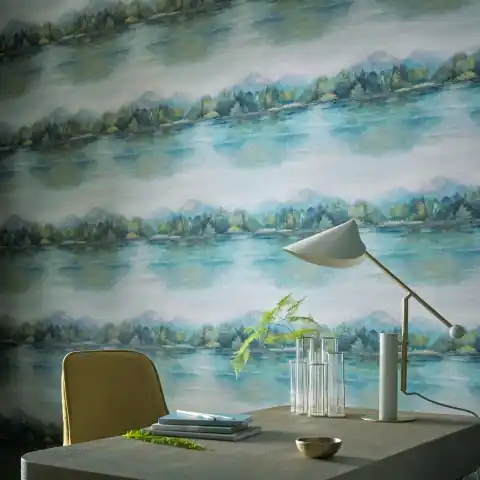 Discount Tapet, Lakeside, Fern Green Luxury Landscape, 1838 Wallcoverings, 5.3mp / rola