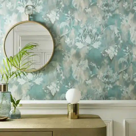 Disponibil imediat Tapet, Ornamenta, Aqua Green Luxury Damask, 1838 Wallcoverings, 5.3mp / rola