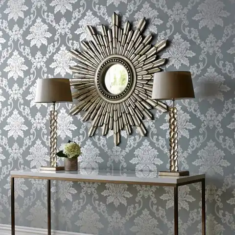 Lichidare de stoc Tapet, Hampton, Duck Egg Blue Luxury Damask, 1838 Wallcoverings, 5.3mp / rola