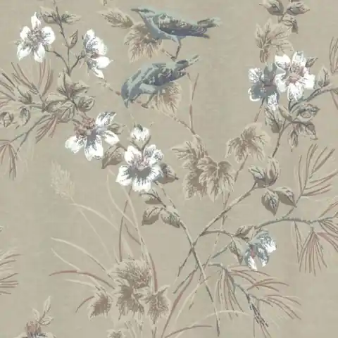 Mai ieftin Tapet, Rosemore, Taupe Metallic Luxury Bird, 1838 Wallcoverings, 5.3mp / rola