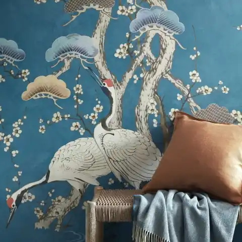 Ieftin Tapet, Kyoto Blossom, Prussian Blue, 1838 Wallcoverings, 6.53mp / rola