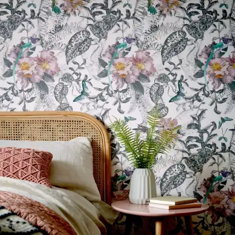 Tapet, Hedgerow, Chamomile Pink Luxury Feature, 1838 Wallcoverings, 5.3mp / rola Doar azi