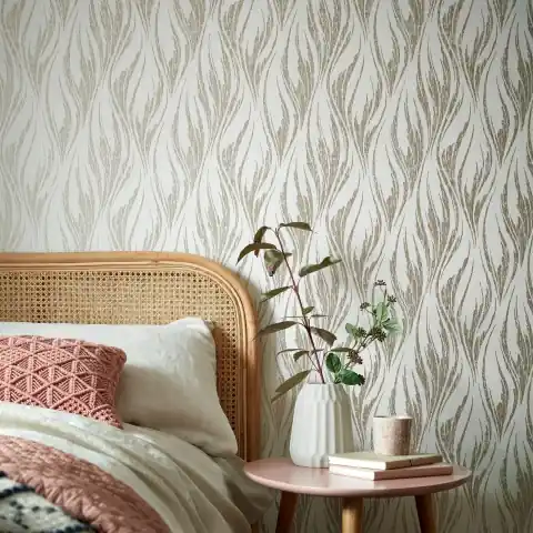 Premium Tapet, Ripple, Shimmer Gold and Cream Luxury Feature, 1838 Wallcoverings, 5.3mp / rola