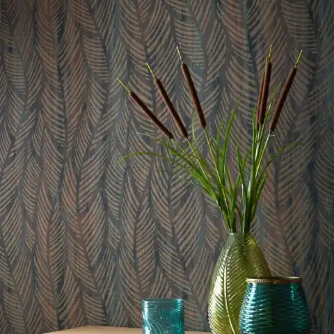 Tapet, Bramble, Caramel Brown Luxury Leaf, 1838 Wallcoverings, 5.3mp / rola Ieftin