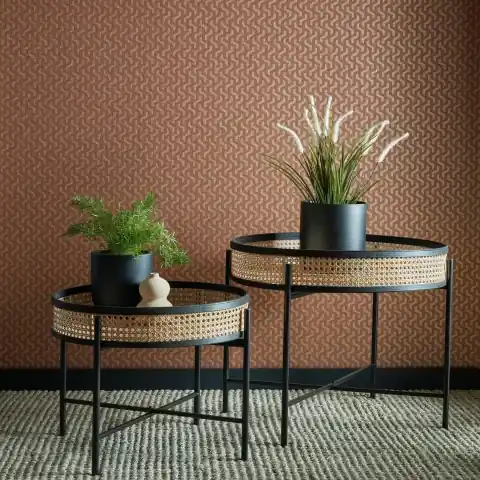 Tapet, Rattan, Burnt Orange Luxury Geometric, 1838 Wallcoverings, 5.3mp / rola Calitate înaltă