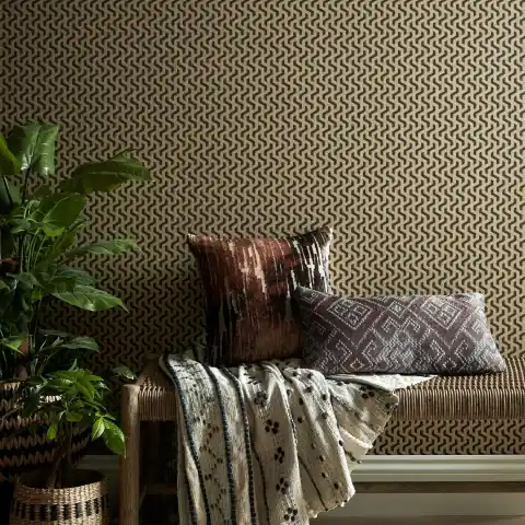 Tapet, Rattan, Bracken Gold and Black Luxury Geometric, 1838 Wallcoverings, 5.3mp / rola Super ofertă