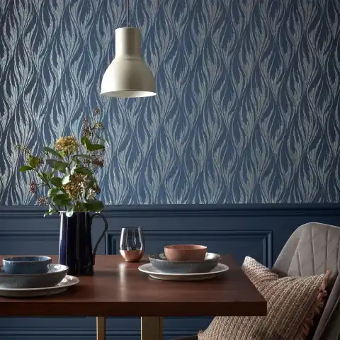 Tapet, Ripple, Blue Dusk Luxury Feature, 1838 Wallcoverings, 5.3mp / rola Preț mic