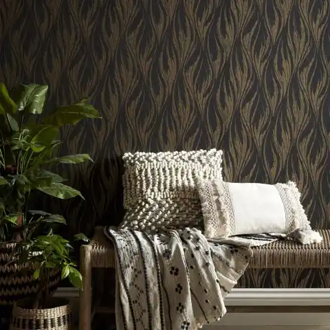 Tapet, Ripple, Bracken Gold and Black Luxury Feature, 1838 Wallcoverings, 5.3mp / rola Ofertă specială