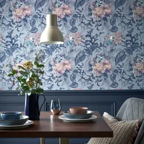Tapet, Hedgerow, Blue Dusk Luxury Feature, 1838 Wallcoverings, 5.3mp / rola Promoție