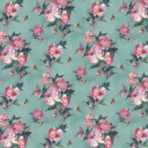 Reducere specială Tapet, Madama Butterfly, Teal Green Luxury Floral, 1838 Wallcoverings, 5.3mp / rola