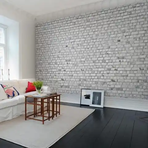 Popular Fototapet, Brick Wall, White, Rebel Walls