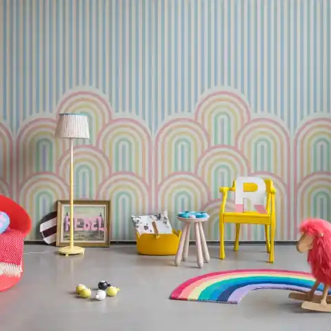 Fototapet, Hilltops, Rainbow, Rebel Walls Ofertă de sezon