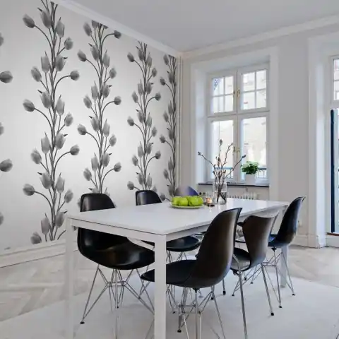 Fototapet, La Vie En Tulipe, White, Rebel Walls Premium