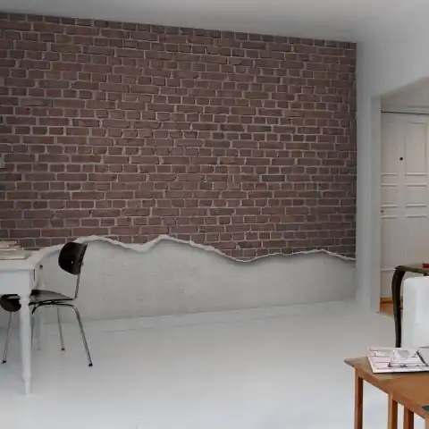 Lichidare de stoc Fototapet, Well-Worn Brick Wall, Red, Rebel Walls