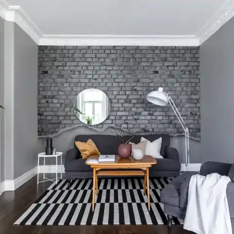 Fototapet, Well-Worn Brick Wall, White, Rebel Walls Doar azi
