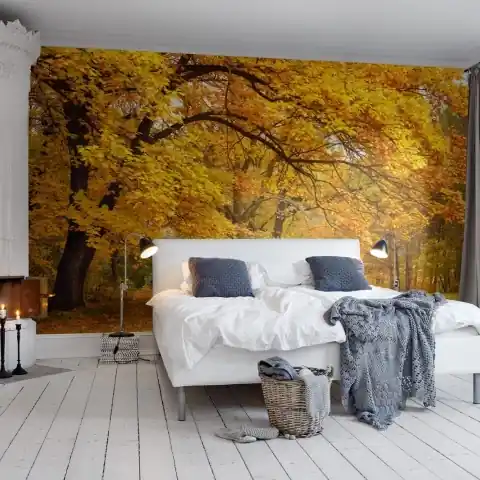 Fototapet, Yellow Leafy Trees, Rebel Walls Ofertă specială