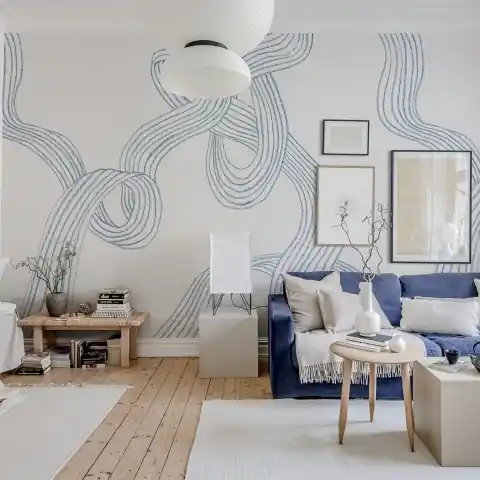 Fototapet, Stripes, Light Blue, Rebel Walls Expediere rapidă