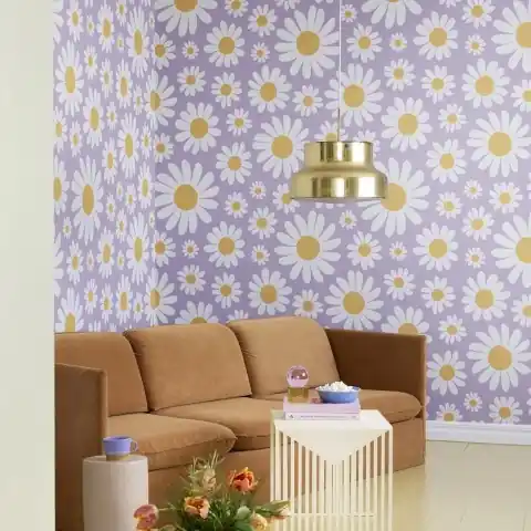 Retur ușor Fototapet, Dashing Daisies, Lilac, Rebel Walls