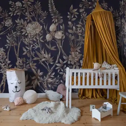 Vezi acum Fototapet, Silk Floral, Blue, Rebel Walls