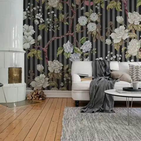 Fototapet, Rose Stripe, Midnight, Rebel Walls Reducere de preț