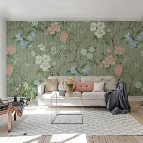 Ofertă de sezon Fototapet, Rose Stripe, Green, Rebel Walls