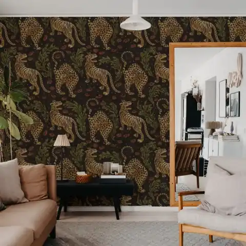 Reducere Fototapet, Bold Tigers, Black, Rebel Walls