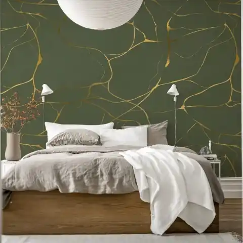 Expediere rapidă Fototapet, Gold Swirl, Dark Green, Rebel Walls