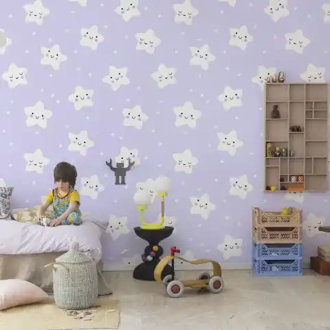Fototapet, Cute Stars, Lilac, Rebel Walls Preț promoțional