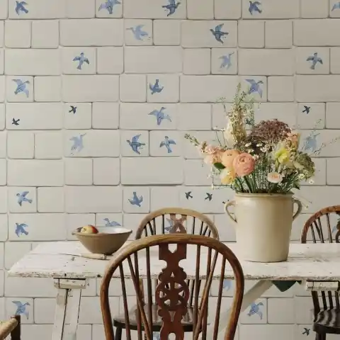 Cumpărături sigure Fototapet, Flight of Tiles, Blue, Rebel Walls
