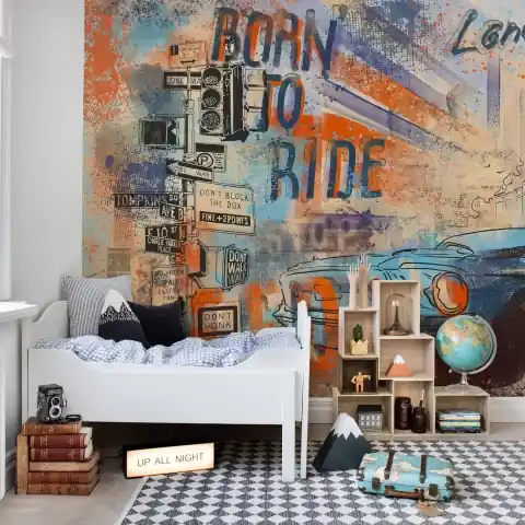 Bestseller Fototapet, Street Race, Blue, Rebel Walls