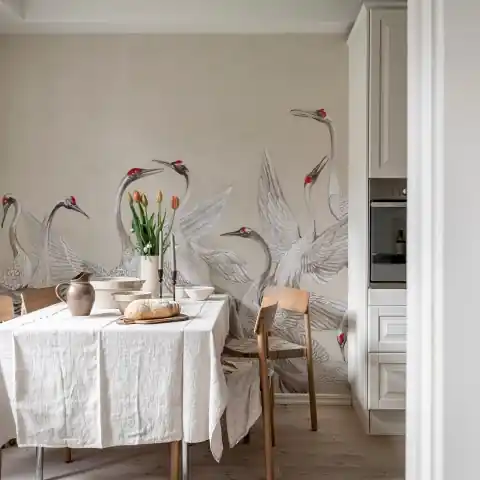 Fototapet, Soaring Cranes, Beige, Rebel Walls Retur ușor