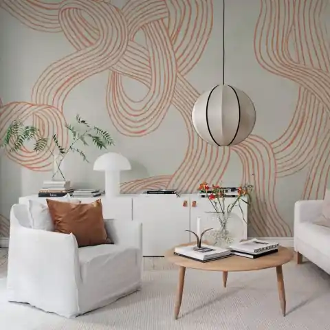 Cumpărături sigure Fototapet, Stripes Repeatable, Orange, Rebel Walls
