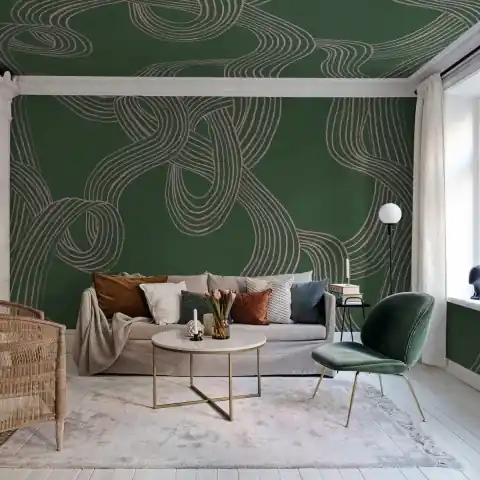 Fototapet, Stripes Repeatable, Green, Rebel Walls Livrare rapidă