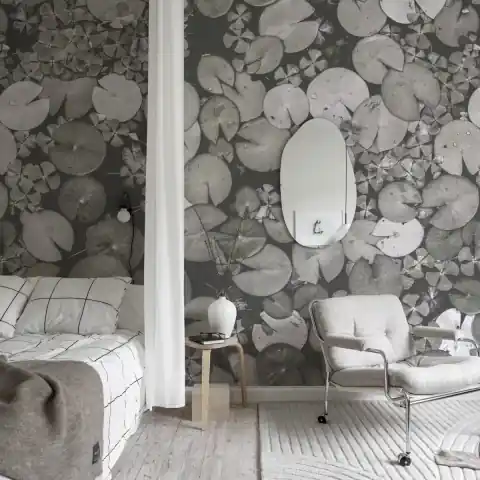 Fototapet, Water Lilies, Black & White, Rebel Walls Cumpărături sigure