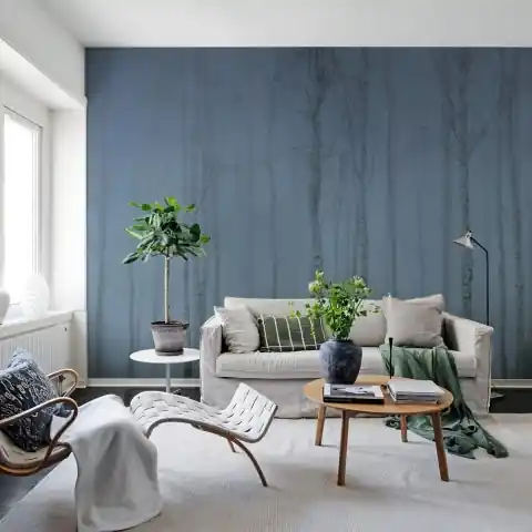 Super ofertă Fototapet, Birch Fog, Blue, Rebel Walls