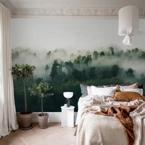 Fototapet, Misty Woodland, Green, Rebel Walls Ofertă de sezon