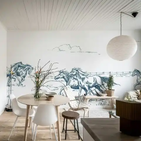 Ieftin Fototapet, Horses Herd Grand, Blue, Rebel Walls