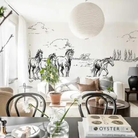 Fototapet, Horses Herd Grand, Black, Rebel Walls Cel mai bun preț
