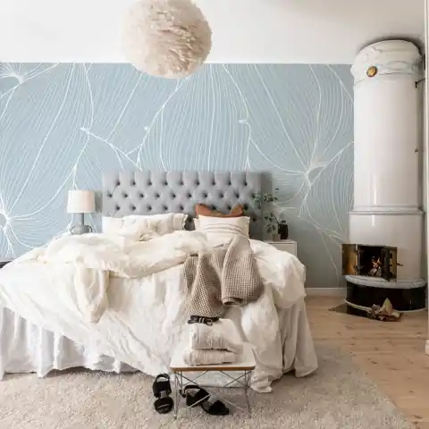 Fototapet, Big Leafs, Baby Blue, Rebel Walls Premium
