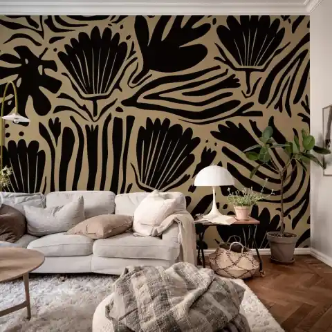 Fototapet, Abstract Blossoms, Brown, Rebel Walls Ofertă exclusivă