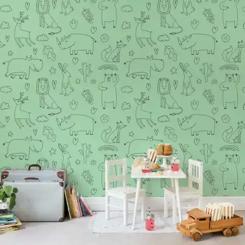 Ofertă limitată Fototapet, Sketches, Green, Rebel Walls