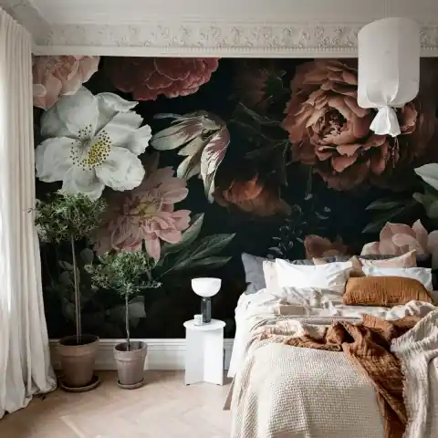 Fototapet, Bloomy Bouquet, Black, Rebel Walls Livrare expres