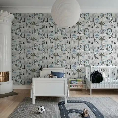 Retur ușor Fototapet, Happy Zebra, Blue, Rebel Walls